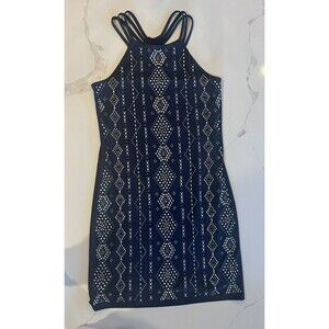 WHITE HOUSE BLACK MARKET EMBELLISHED NICE NAVY DRESS SIZE XS Extra Small